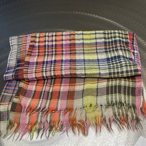 Peruvian connection multi plaid colour scarf